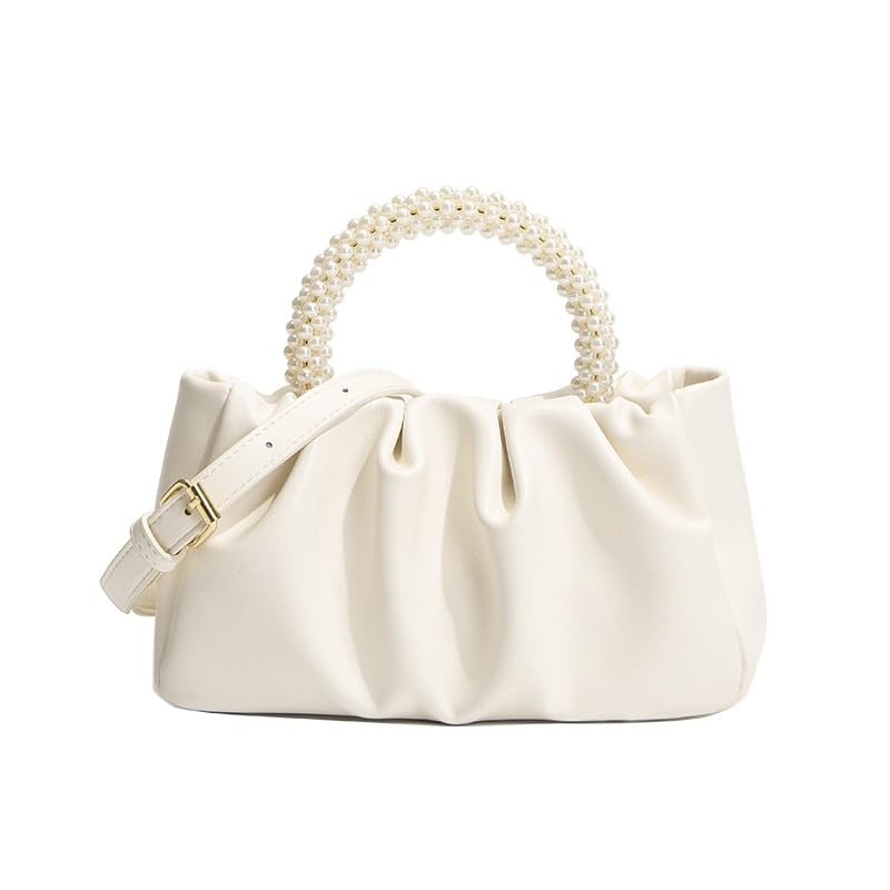 PALAY® Evening Purse Women Small Pearl Handbags Soft Leather Ruched Bag Bridal Clutch Party Prom Crossbody Purses PALAY® Evening Purse Women Small Pearl Handbags Soft Leather Ruched Bag Bridal Clutch Party Prom Crossbody Purses